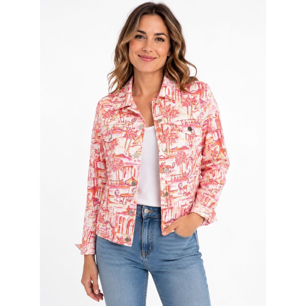 Catherine Stewart For Belle Pointe colorful Paris Street Jacket size M Pinks